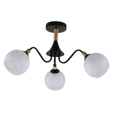 Люстра 3 плафона 62*62*32 см Е27 60Вт 12м2 плафон стекло черный-дерево Baizheng