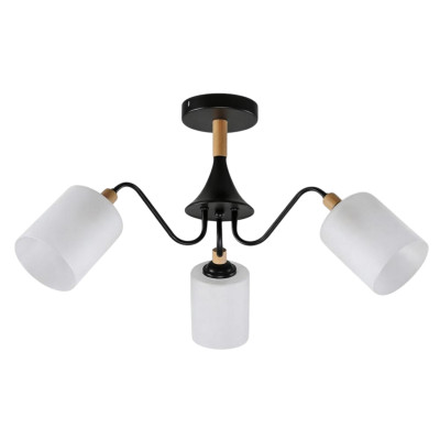 Люстра 3 плафона 64,5*64,5*33 см Е27 60Вт 12м2 плафон стекло черный-дерево Baizheng