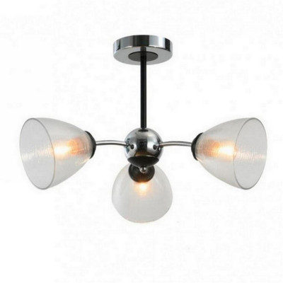 Люстра 3 плафона 52*36 см Е27 60Вт 12м2 плафон стекло хром черный Baizheng