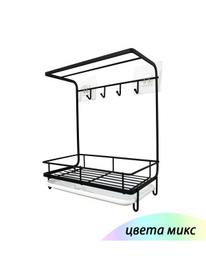 Полка металлическая для кухни настольная 37.5х22х18 см черный Baizheng Полка металлическая для кухни настольная 37.5х22х18 см черный Baizheng