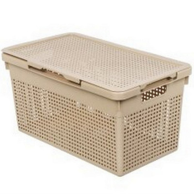 Корзина пластиковая для белья 21 л 450х260х245 мм узкая с крышкой латте Лофт Violet