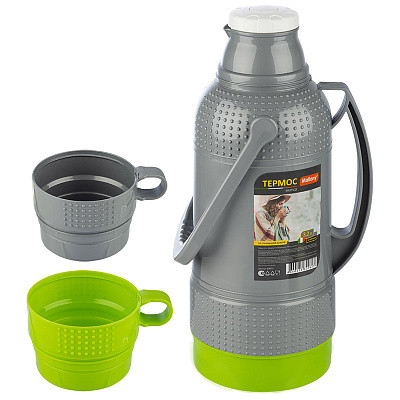 Термос пластиковый  3,2 л стеклянная колба 2 кружки в комплекте Pratico Mallony