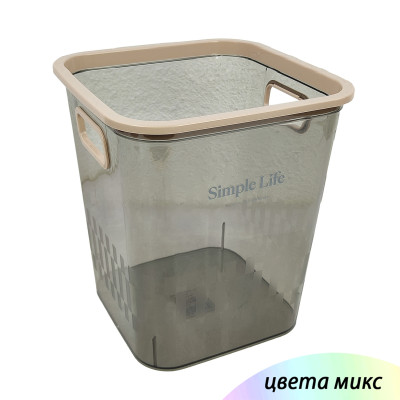 Корзина пластиковая для мусора 8 л 23х23х25,5 см квадратная микс HL-2281 Baizheng