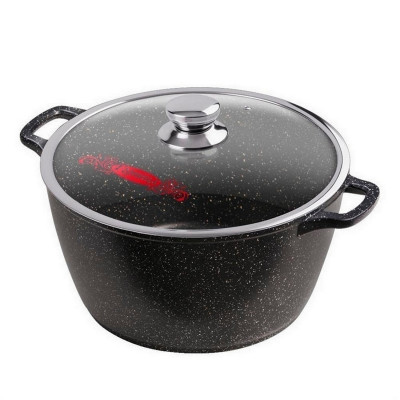 Кастрюля алюминиевая  10 л стекл крышка под упак Гранит Горница