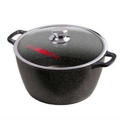 Кастрюля алюминиевая  8 л стекл крышка под упак Гранит Горница