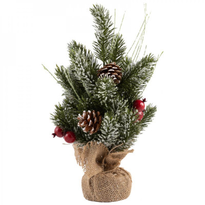 Ель искусственная 35 см рождество шишки ягоды подстав мешкSYWB-032134 Волшебная страна