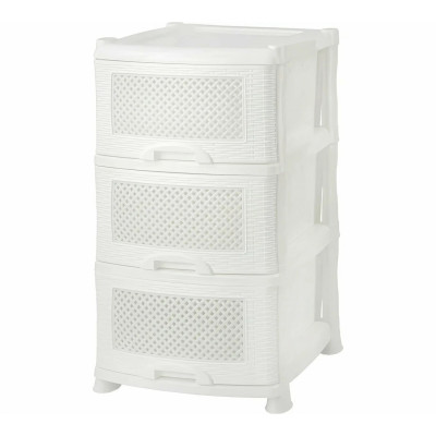 Комод пластиковый 3-х секционный 390*470*730 мм белый Плетенка Виолет