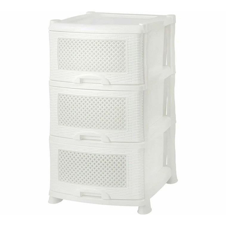 Комод пластиковый 3-х секционный 390*470*730 мм белый Плетенка Violet