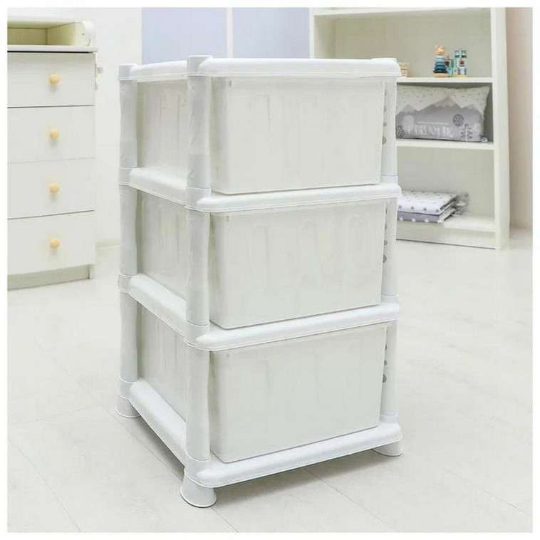 Изображение Комод пластиковый 3-х секционный 390*470*730 мм белый Плетенка Violet