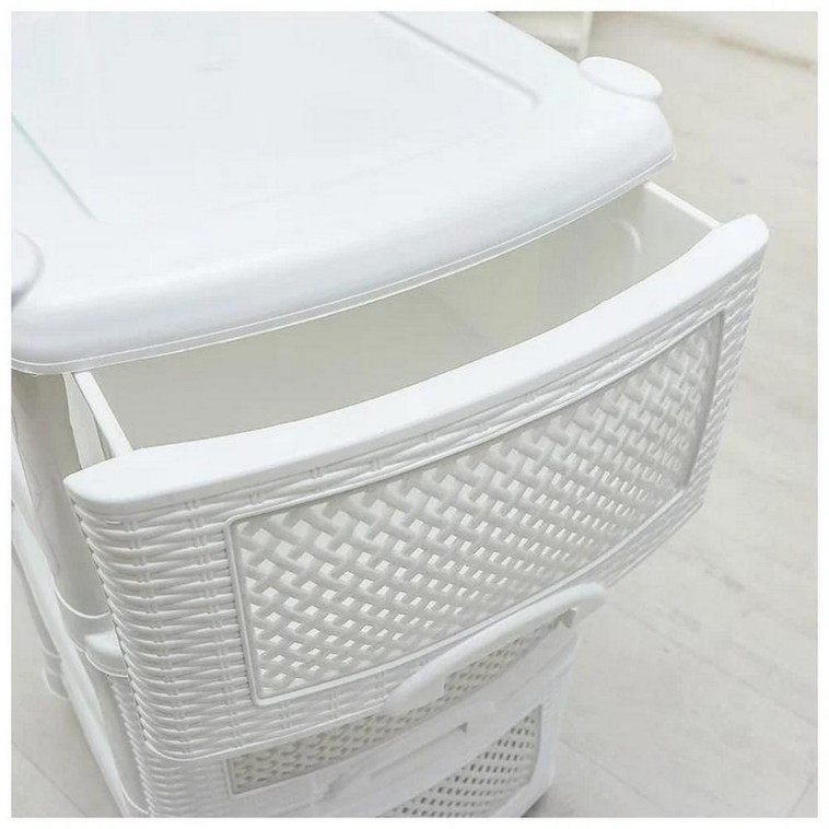 Картинка Комод пластиковый 3-х секционный 390*470*730 мм белый Плетенка Violet