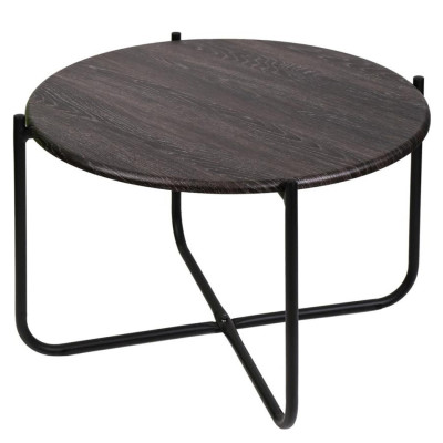 Стол МДФ журнальный 650х650х430 мм дуб шале/черный Nika