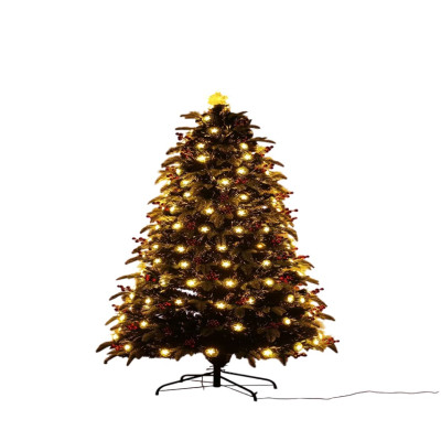 Ель светодиодная 60 см светящиеся кончики веток подставка металл звезды ягоды NP-3605 Baizheng