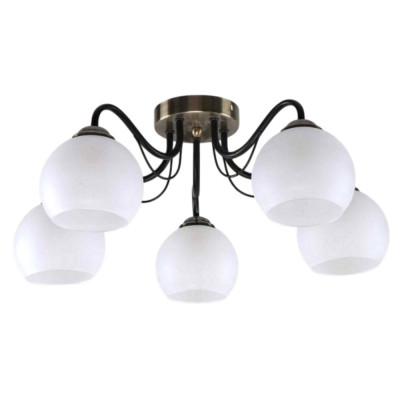 Люстра 5 плафонов 55*55*22 см Е27 60Вт 20м2 плафон стекло черный бронза Baizheng