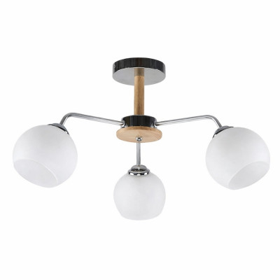 Люстра 3 плафона 60*60*30 см Е27 60Вт 12м2 плафон стекло белый-дерево Baizheng Люстра 3 плафона 60*60*30 см Е27 60Вт 12м2 плафон стекло белый-дерево Baizheng