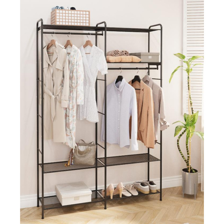 Вешалка металлическая гардеробная 109х30х155,5 см полки черный Валенсия 1 ЗМИ