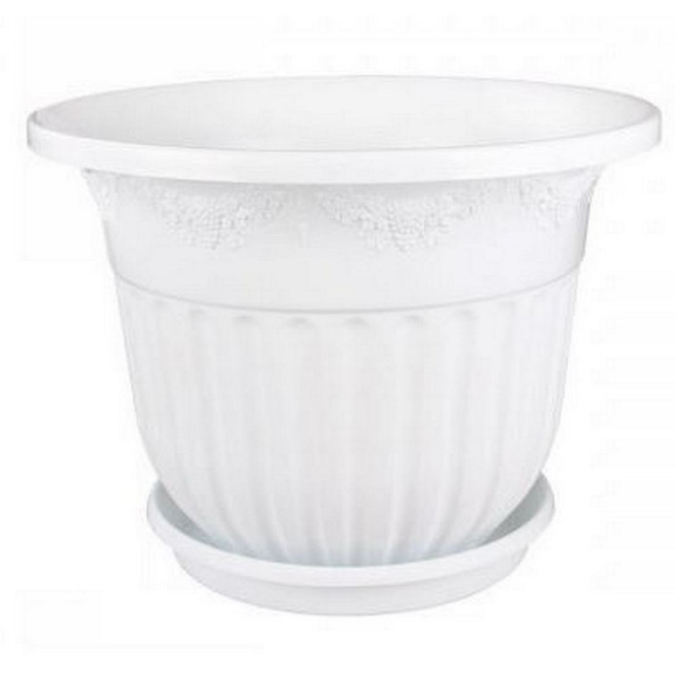 Горшок пластиковый  1,5 л поддон белый Лозанна Альтернатива