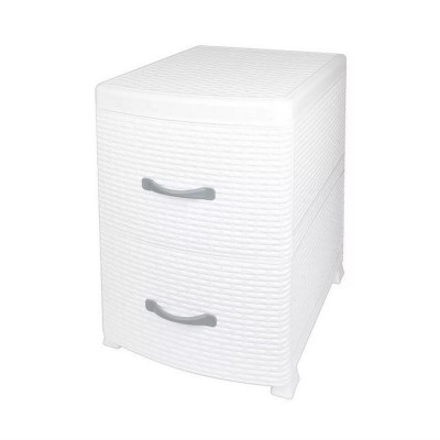 Комод пластиковый 2-х секционный 480*380*520 мм белый Ротанг Виолет Комод пластиковый 2-х секционный 480*380*520 мм белый Ротанг Виолет