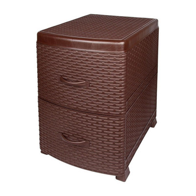 Комод пластиковый 2-х секционный 480*380*520 мм коричневый Ротанг Виолет