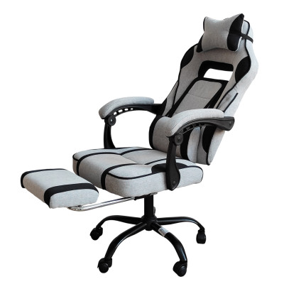 Кресло компьютерное игровое 120*62*51 см до 150 кг с подставкой серый Baizheng