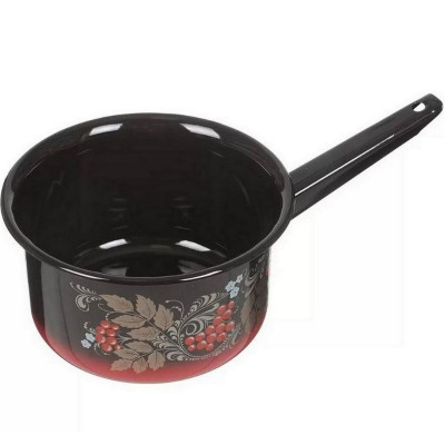 Ковш эмалированный 2 л без крышки красно-черный Рябинушка Стальэмаль Ковш эмалированный 2 л без крышки красно-черный Рябинушка Стальэмаль