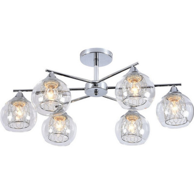 Люстра 6 плафонов 68*42*28 см E27 60Вт 24м2 плафон стекло хром Baizheng