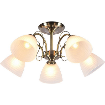 Люстра 5 плафонов 60*27 см E27 60Вт 20м2 плафон стекло черная бронза Baizheng