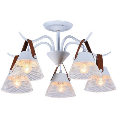 Люстра 5 плафонов 60*32 см E27 60Вт 20м2 плафон металл белый  Baizheng