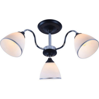 Люстра 3 плафона 59*26 см E27 60Вт 12м2 плафон стекло черный хром Baizheng