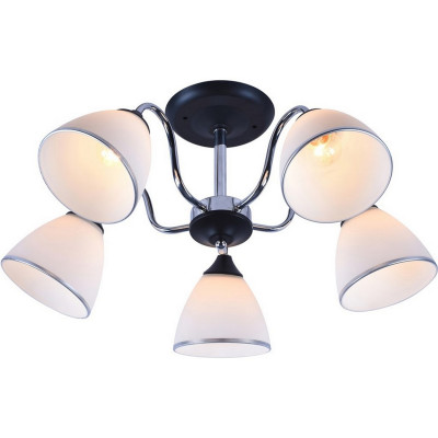 Люстра 5 плафонов 59*26 см E27 60Вт 20м2 плафон стекло черный хром Baizheng