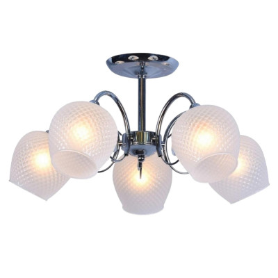 Люстра 5 плафонов 57*26 см E27 60Вт 20м2 плафон стекло хром Baizheng