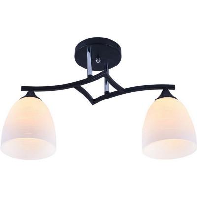 Люстра 2 плафона 43*13*28 см E27 60Вт 9м2 плафон стекло черный хром Baizheng