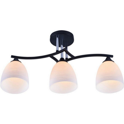 Люстра 3 плафона 57*13*28 см E27 60Вт 12м2 плафон стекло черный хром Baizheng