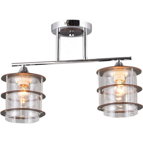 Люстра 2 плафона 41*13*27 см E27 60Вт 9м2 плафон стекло хром  Baizheng