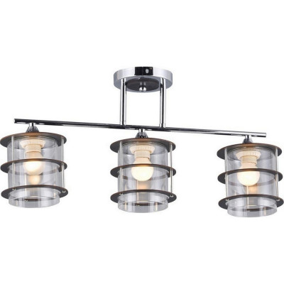 Люстра 3 плафона 57*13*27 см E27 60Вт 12м2 плафон стекло хром  Baizheng