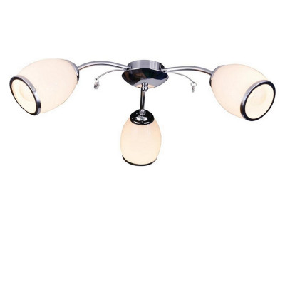 Люстра 3 плафона 56*17 см E27 60Вт 12м2 плафон стекло хром  Baizheng