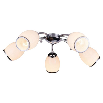 Люстра 5 плафонов 56*17 см E27 60Вт 20м2 плафон стекло хром Baizheng Люстра 5 плафонов 56*17 см E27 60Вт 20м2 плафон стекло хром Baizheng