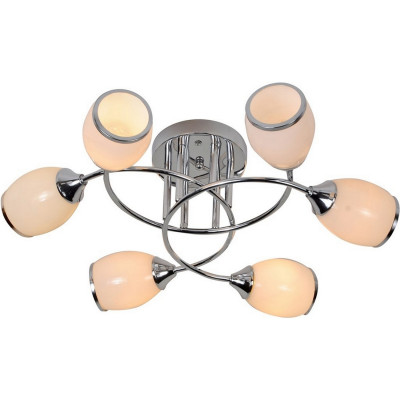 Люстра 6 плафонов 59*18 см E27 60Вт 24м2 плафон стекло хром  Baizheng