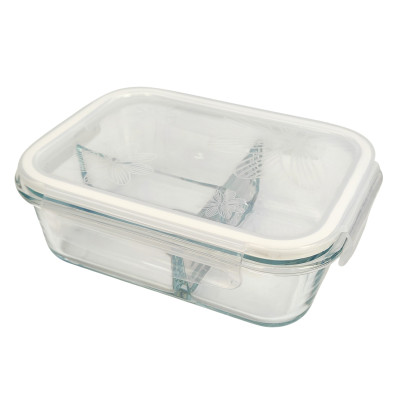 Контейнер стеклянный 1,04 мл квадратный с крышкой с разделителем прозрачный Baizheng