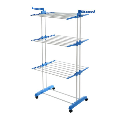 Сушилка металлическая напольная для белья 76*64*170 см бело-синий Baizheng