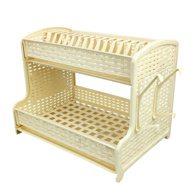 Сушилка пластиковая для посуды 2-х ярусная 290х510х320 мм слоновая кость Ротанг Violet