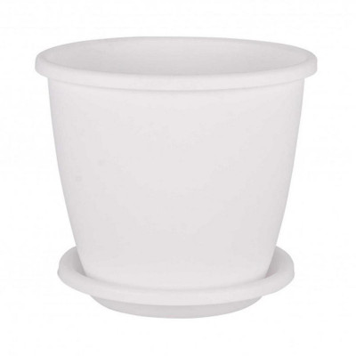 Горшок пластиковый  1,1 л поддон белый Афина Альтернатива