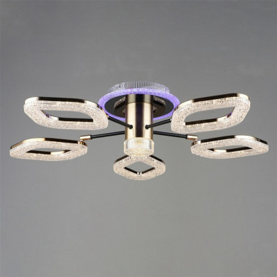 Люстра светодиодная 5 плафонов 80*19 см 110Вт 13750LM 30м2 3 цвета прилож пульт черный Baizheng Люстра светодиодная 5 плафонов 80*19 см 110Вт 13750LM 30м2 3 цвета прилож пульт черный Baizheng