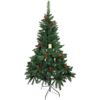 Сосна искусственная 180 см 688 веток с шишками и ягодами металл подст Лесное утро