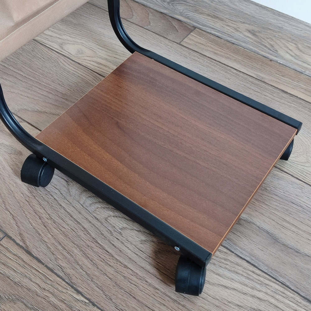 Стол МДФ журнальный 40*38,5*62 см 2-х ярусный рама металл чехол для хран черный орех Baizheng