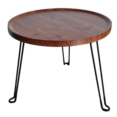 Стол МДФ журнальный 50*50*38 см рама металл черный орех Baizheng