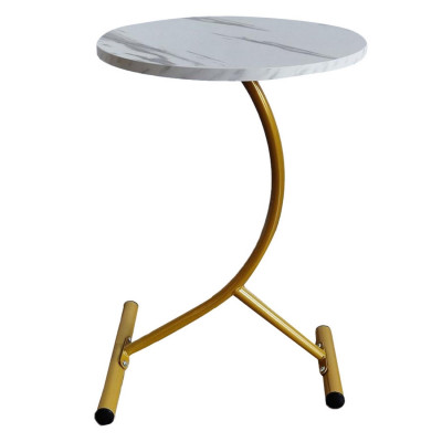 Стол МДФ журнальный 40*40*60 см рама металл бело золото Baizheng