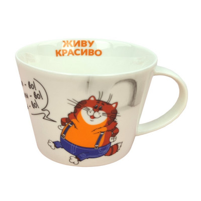Кружка фарфоровая 500 мл под упак Попугай Кеша Коралл