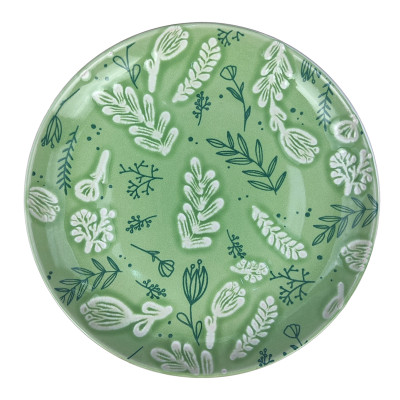 Тарелка фарфоровая десертная 22 см Grassy Коралл