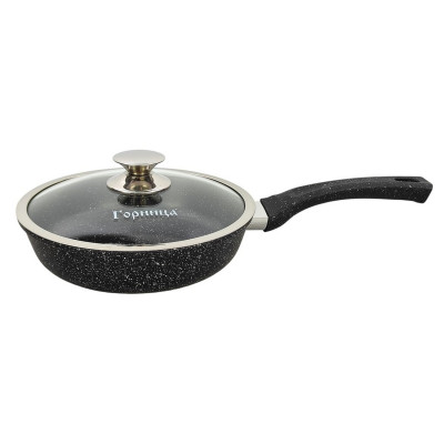 Сковорода алюминиевая 24 см стекл крышка под упак Универсальная Гранит Горница