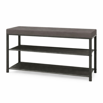 Банкетка металлическая 88,5х30х49 см графит сиденье серый Торонто 33С ЗМИ